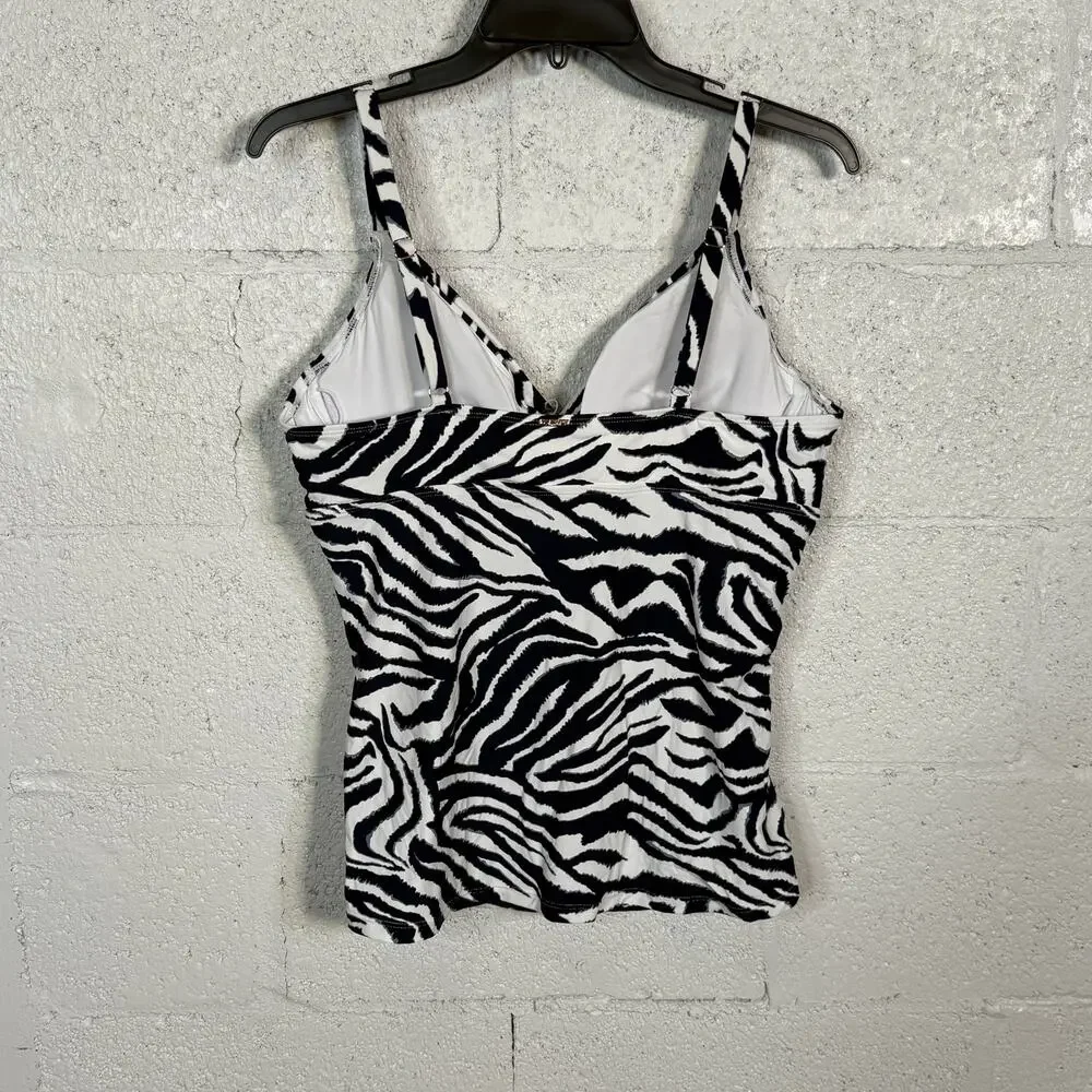 ANNE COLE Animal print Surplus Underwire Tankini Top blue/white 38C/40B $84